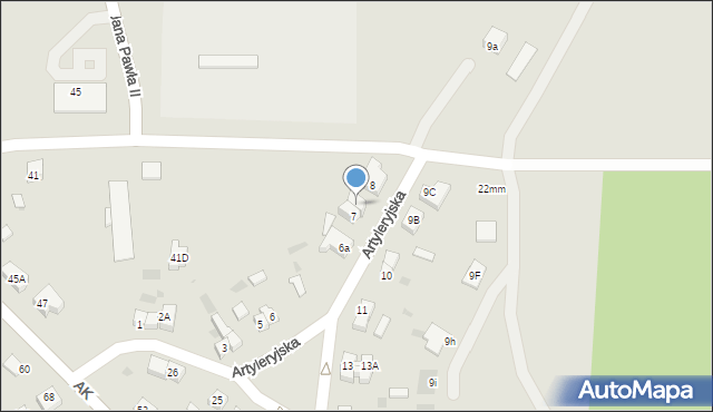 Gryfino, Artyleryjska, 7a, mapa Gryfino