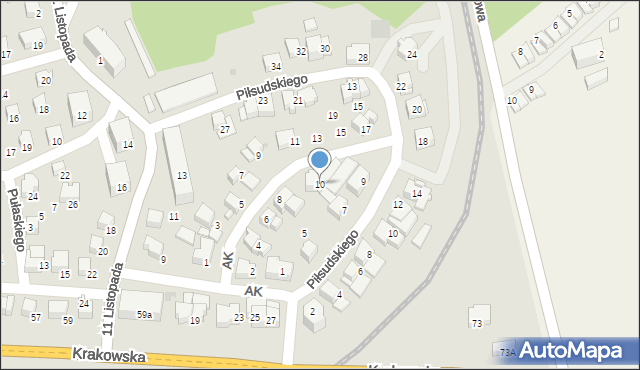 Kalwaria Zebrzydowska, Armii Krajowej, 10, mapa Kalwaria Zebrzydowska