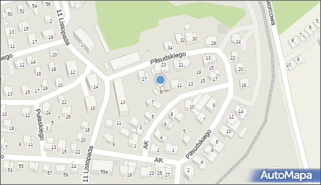 Kalwaria Zebrzydowska, Armii Krajowej, 9, mapa Kalwaria Zebrzydowska