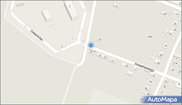Kielce, Artwińskiego Stefana, prezydenta, 27, mapa Kielc