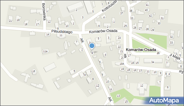 Komarów-Osada, Armii Krajowej, 4, mapa Komarów-Osada