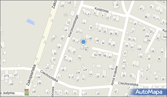 Kraków, Armii Kraków, 50a, mapa Krakowa