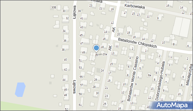 Krotoszyn, Armii Krajowej, 20, mapa Krotoszyna