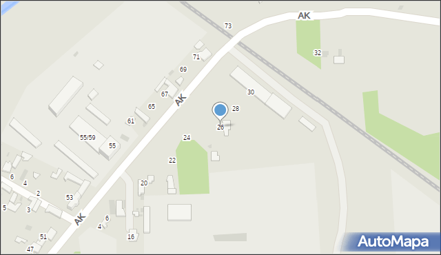 Łask, Armii Krajowej, 26, mapa Łask