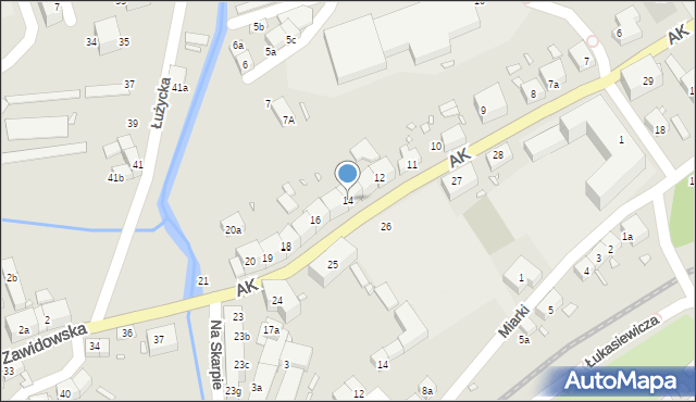 Lubań, Armii Krajowej, 14, mapa Lubań