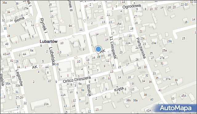 Lubartów, Armii Krajowej, 18, mapa Lubartów