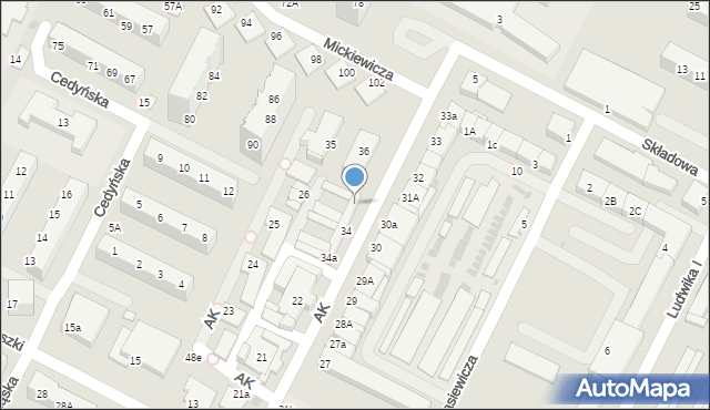 Lubin, Armii Krajowej, 34h, mapa Lubin