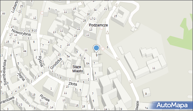 Lublin, Archidiakońska, 9, mapa Lublina