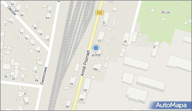 Luboń, Armii Poznań, 45-47a, mapa Luboń