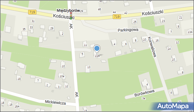 Międzyborów, Armii Krajowej, 11A, mapa Międzyborów