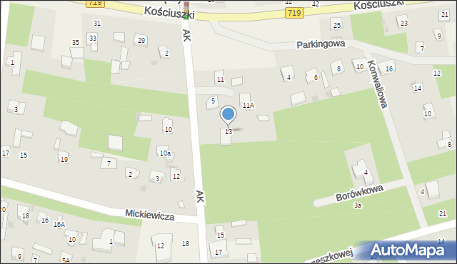 Międzyborów, Armii Krajowej, 13, mapa Międzyborów