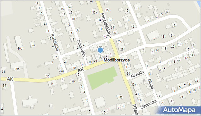 Modliborzyce, Armii Krajowej, 10, mapa Modliborzyce
