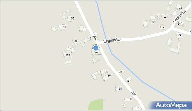 Myszków, Armii Krajowej, 43a, mapa Myszków