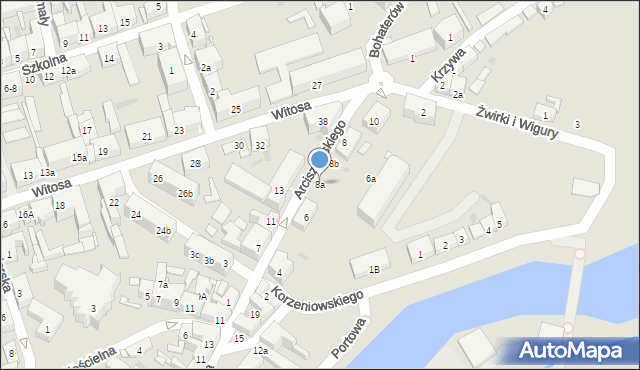 Nowa Sól, Arciszewskiego, 8a, mapa Nowa Sól