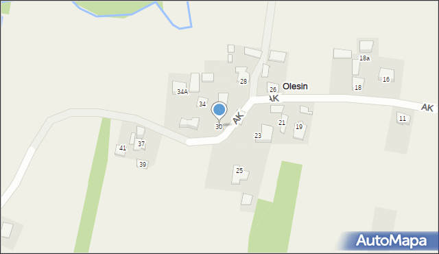 Olesin, Armii Krajowej, 30, mapa Olesin