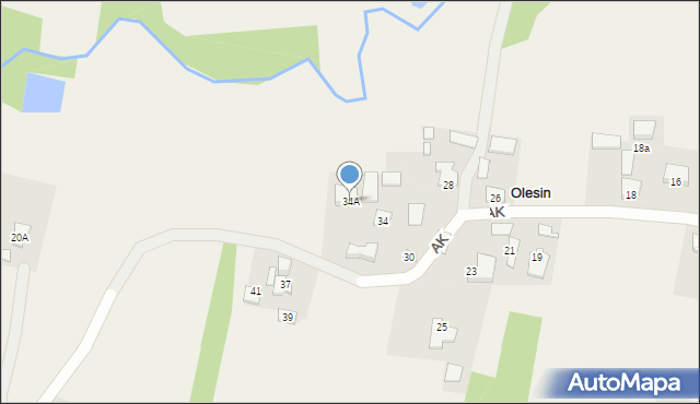 Olesin, Armii Krajowej, 34A, mapa Olesin