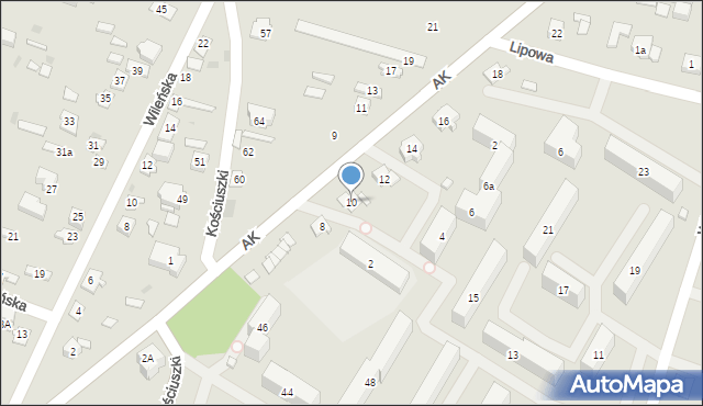 Ostrów Mazowiecka, Armii Krajowej, 10, mapa Ostrów Mazowiecka