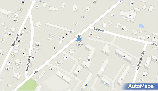 Ostrów Mazowiecka, Armii Krajowej, 16, mapa Ostrów Mazowiecka