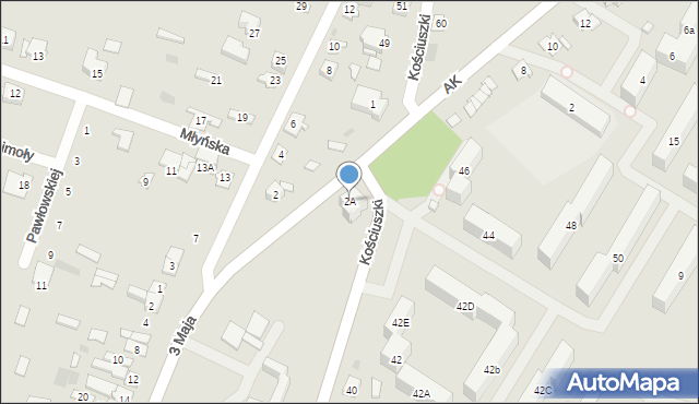 Ostrów Mazowiecka, Armii Krajowej, 2A, mapa Ostrów Mazowiecka