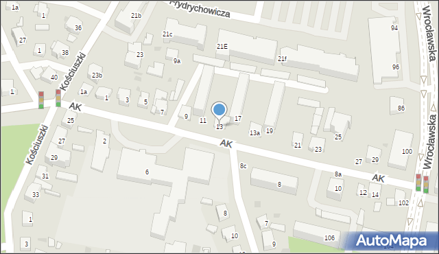 Ostrów Wielkopolski, Armii Krajowej, 13, mapa Ostrów Wielkopolski