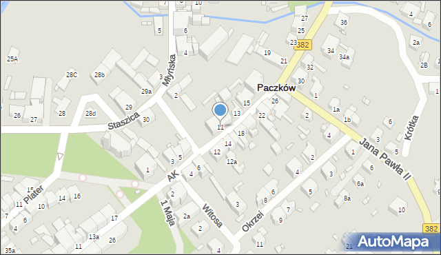 Paczków, Armii Krajowej, 11, mapa Paczków