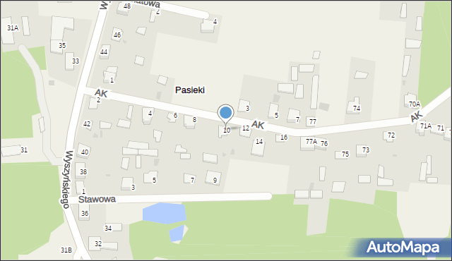 Pasieki, Armii Krajowej, 10, mapa Pasieki