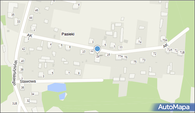 Pasieki, Armii Krajowej, 14, mapa Pasieki