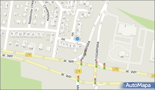 Piła, Armii Krajowej, 12, mapa Piły