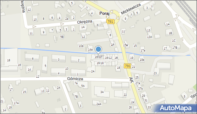 Poraj, Armii Krajowej, 16/22, mapa Poraj