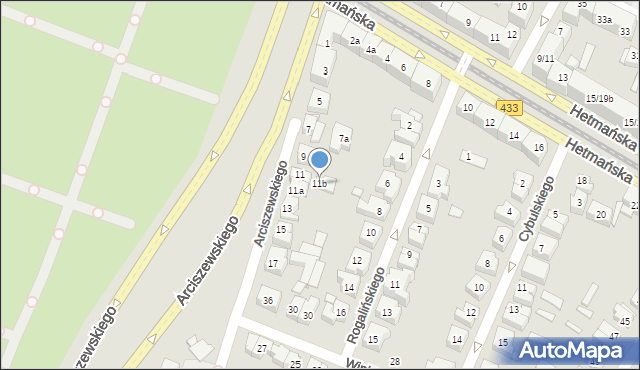 Poznań, Arciszewskiego Krzysztofa, 11b, mapa Poznania