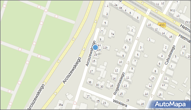 Poznań, Arciszewskiego Krzysztofa, 13, mapa Poznania