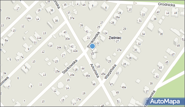 Poznań, Arkońska, 43, mapa Poznania