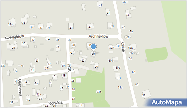 Radomsko, Architektów, 40, mapa Radomsko