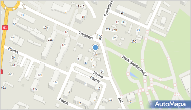 Radomsko, Armii Krajowej, 12, mapa Radomsko