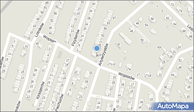 Radzionków, Artylerzystów, 35, mapa Radzionków