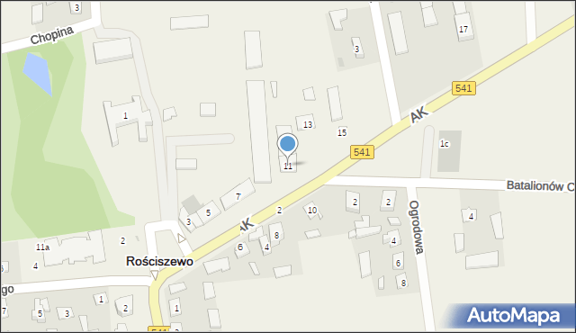 Rościszewo, Armii Krajowej, 11, mapa Rościszewo