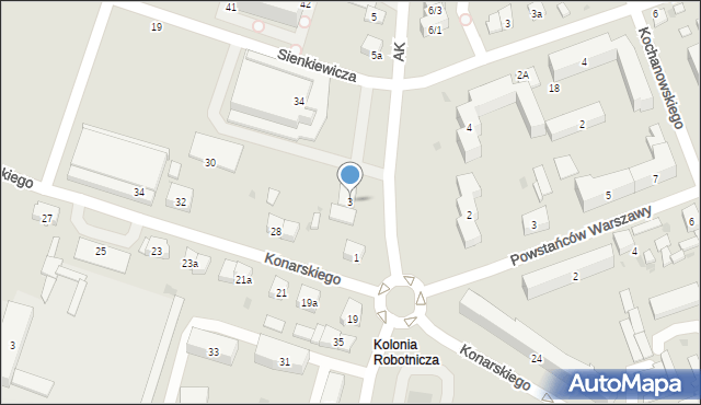 Skarżysko-Kamienna, Armii Krajowej, 3, mapa Skarżysko-Kamienna