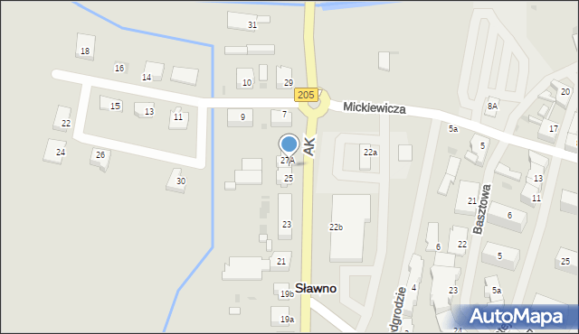 Sławno, Armii Krajowej, 27, mapa Sławno