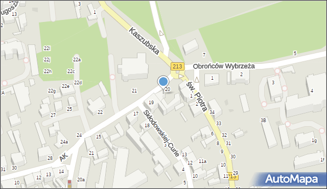 Słupsk, Armii Krajowej, 20b, mapa Słupska