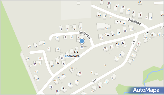 Sucha Beskidzka, Armii Krajowej, A-28, mapa Sucha Beskidzka