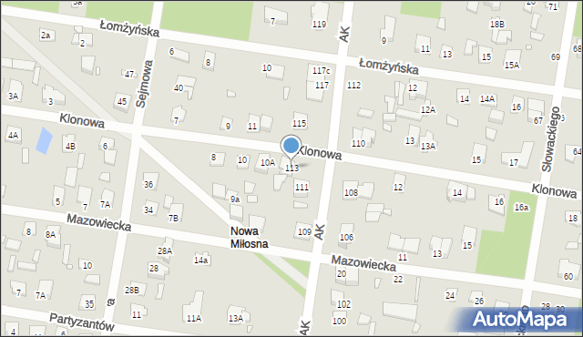 Sulejówek, Armii Krajowej, 113, mapa Sulejówek