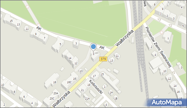 Świdnica, Armii Krajowej, 1, mapa Świdnicy