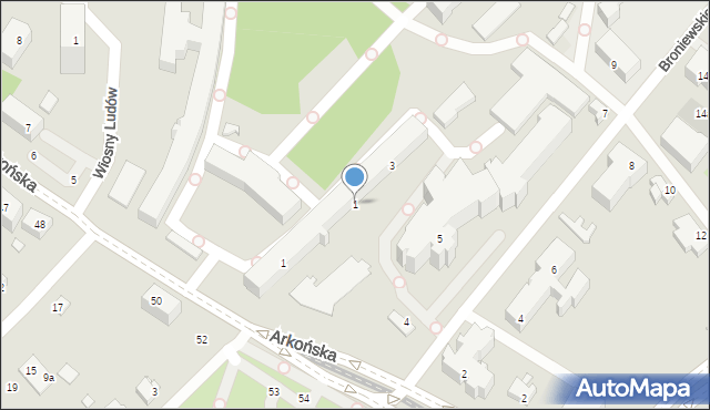 Szczecin, Arkońska, 1, mapa Szczecina