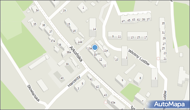 Szczecin, Arkońska, 13, mapa Szczecina