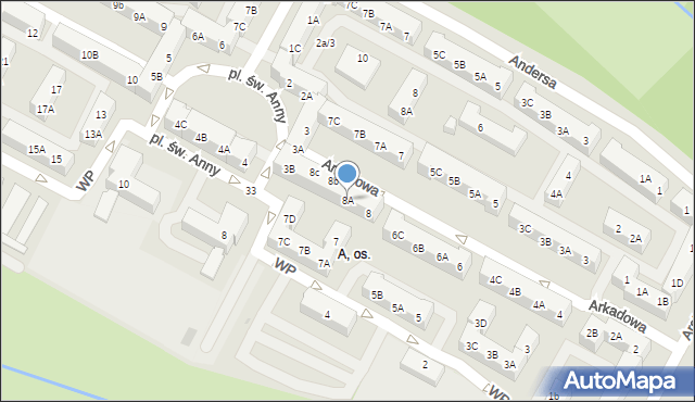 Tychy, Arkadowa, 8A, mapa Tychów