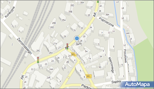 Wałbrzych, Armii Krajowej, 28A, mapa Wałbrzycha