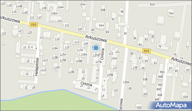 Warszawa, Arkuszowa, 107A, mapa Warszawy