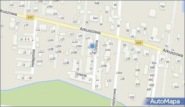 Warszawa, Arkuszowa, 107B, mapa Warszawy