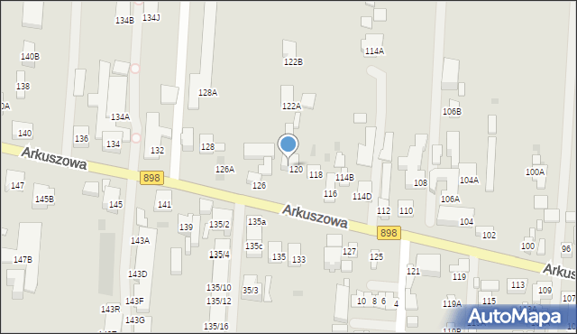 Warszawa, Arkuszowa, 122, mapa Warszawy