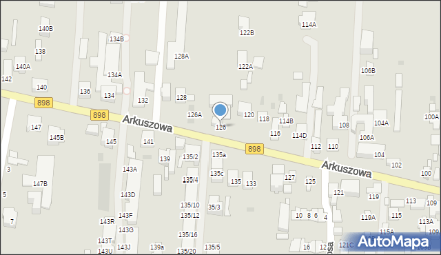 Warszawa, Arkuszowa, 126, mapa Warszawy